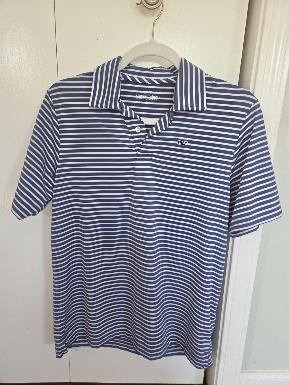 Vineyard Vines Boys Navy and White Striped Polo Sz L/16